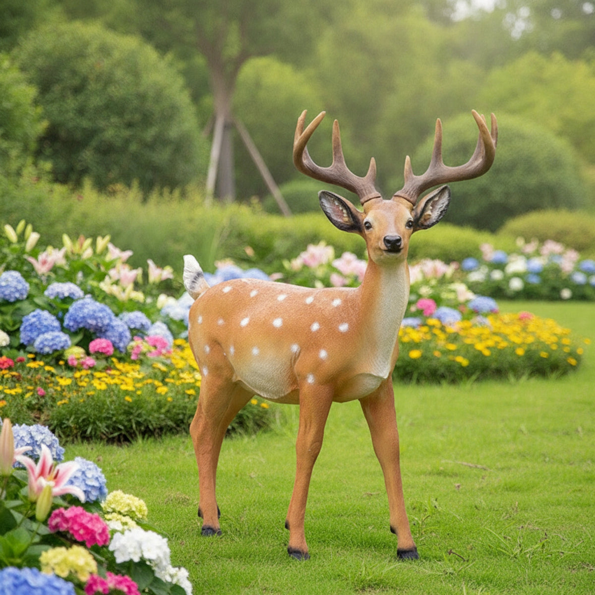 Realistic Deer Garden Statue Lifelike Deer Statue Outdoor Animal Figure Weatherproof for Nature Lovers, Gardeners, Courtyard