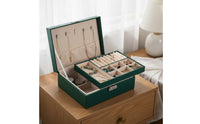 Jewelry Box Secure Metal Clasp Jewelry Storage Case Large Capacity Accessory Box Soft Luxurious Textile Lining for Dresser Top