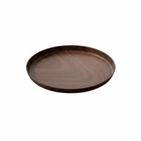 Round Wood Grain Tray Easy to Clean Wood Look Serving Plate Polished Surface