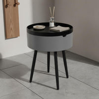 Round Nightstand with Drawer Light Elegant Design Walnut Color Bedside Table Space Saving Modern End Table for Bedroom, Living Room, Small Areas