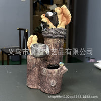 Resin Animal Figurine with Solar Water Feature