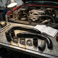 High Performance Turbo Intercooler Pipe Kit Polished Intercooler Pipe with Silicone Boots Bolt-on Vehicle Part Durable for Engine Bay