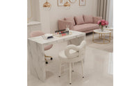 Cream Design Bow Back Makeup Chair Light Luxury Design Cute Bowknot Chair Soft Upholstery Bedroom Furniture for Girls