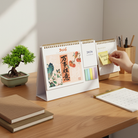 2026 Desk Calendar with Multi-color Sticky Notes, Retro Creative Business Desktop Ornament