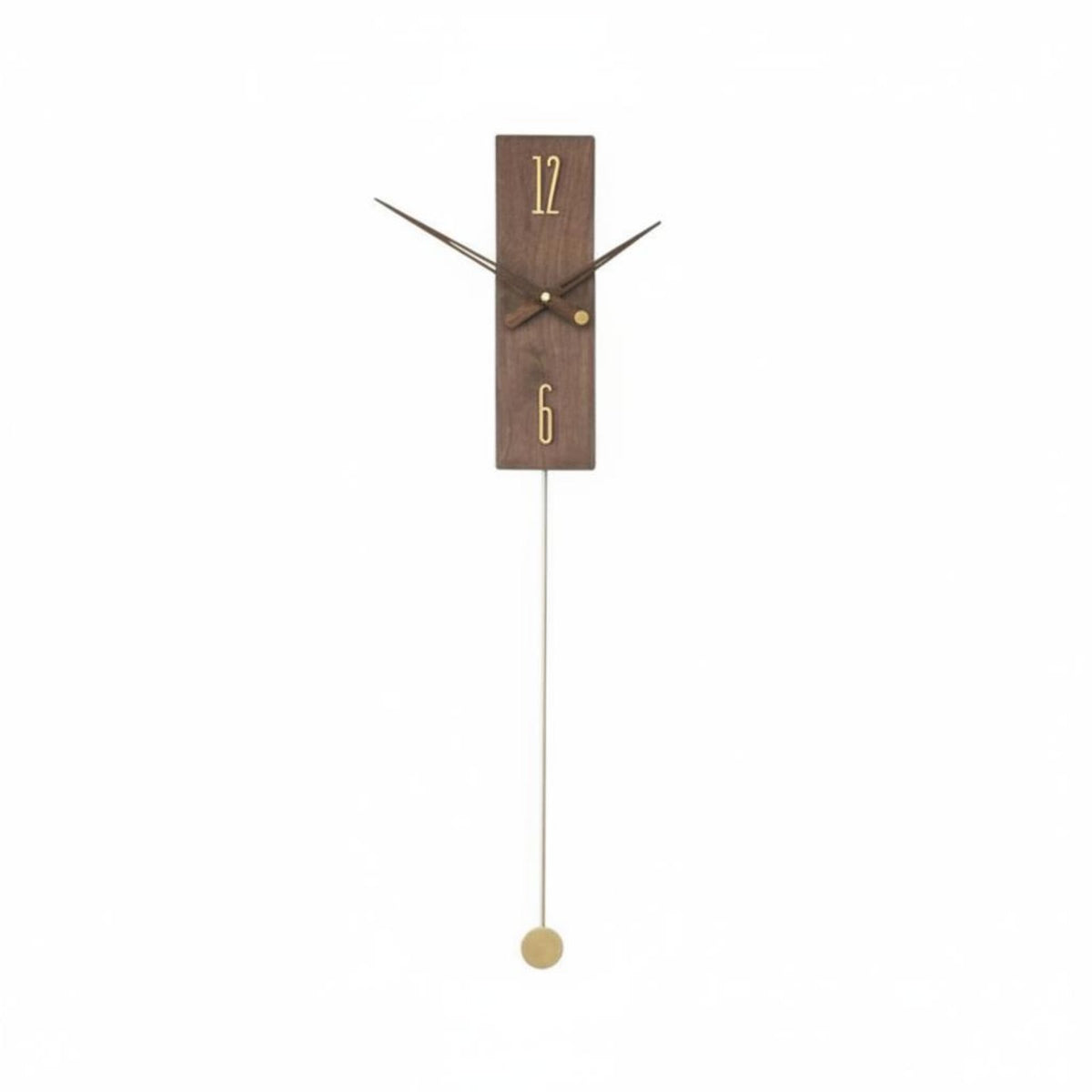 Light Luxury Walnut Pendulum Wall Clock Battery Operated Modern Minimalist Pendulum Clock Ideal Gift for Homeowners, Adults, Bedroom, Office