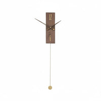 Light Luxury Walnut Pendulum Wall Clock Battery Operated Modern Minimalist Pendulum Clock Ideal Gift for Homeowners, Adults, Bedroom, Office