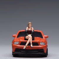 Cross-Legged Woman Figurine 1/64 Scale Seated Woman Figurine Refined Facial Details Female Resin Sculpture