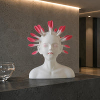 Resin Bust Statue White Female Bust Sculpture Resistant Resin Figurine for Indoor