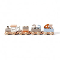 Wooden Birthday Train Educational Number Train Toy Stackable Colorful for Toddlers, Playroom, Nursery