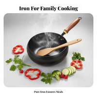 Scale Pattern Scale Pattern Wok Naturally Nonstick Flat Bottom Wok Iron Stir Fry Pan Even Heating Uncoated Skillet Pre-Seasoned