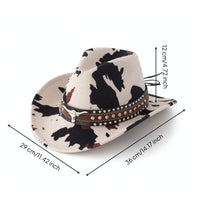 Wide Brim Cowboy Hat with Metal Studs Studded Cowboy Hat with Studs Headwear Timeless for Rodeo, Costume Party