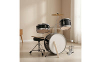 Beginner Drum Set Padded Junior Drum Kit Easy to Assemble Complete Beginner Package for Youngsters, Beginners, Home Practice