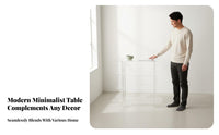 Modern Design 2-Tier Transparent Oval Stand Crystal Clear Design 2-Tier Transparent Stand Space-Saving Console Table Versatile Use for Apartment Dwellers, Homeowners, Living Room, Entryway, Hallway, Bedroom