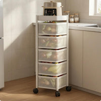 Rotating Storage Trolley Multi-Level Kitchen Storage Trolley Caster Wheels Top Tray