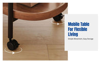 Mini Movable Tea Table, Sofa Side Table, Rolling Cart, Nordic Style, Space-Saving, Walnut Finish, Living Room