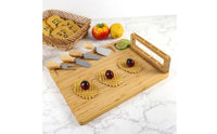 6 Pieces Bamboo Cheese Board and Knife Set Easy to Clean Stain Resistant Meat and Cheese Board Platter with Cutlery