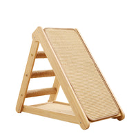 Wooden Cat Tree with Scratching Post and Sisal Pad, Space-Saving