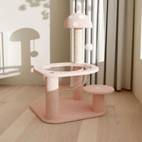 Mushroom Cat Tree with Plush Tower and Space Capsule Condo