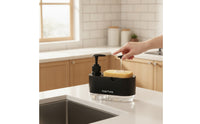 Space-Saving Soap Dispenser with Sponge Holder Compact Dish Soap Pump with Sponge Tray Refillable Ventilated for Countertop