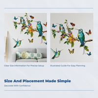 Hummingbirds Wall Decal Colorful Design Home Decoration Removable Vivid Print for Toddlers, Parents, Playroom, Entryway