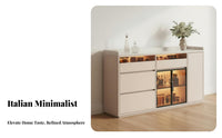 Lighted Display Credenza Heat-Resistant Top Sideboard Modern & Aesthetic Buffet Cabinet for Home Dwellers, Interior Decorators, Kitchen, Dining Room