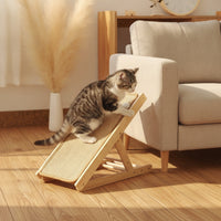 Cat Scratcher Ramp with Wooden Frame Adjustable Cat Scratcher Ramp Multi-Angle Pet Supply for Cats, Kittens, Living Room, Apartments