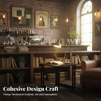 Industrial Design Booth Set Contemporary Vintage Aesthetic Corner Bench Table Set Easy to Clean Commercial Furniture for Homeowners, Families, Bar