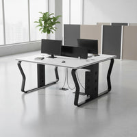Large Workspace Face to Face Office Desk Modern Design Two Person Desk Thickened Desktop Double Workstation Long-Lasting Steel Frame for Startups, Coworking Space, Call Center
