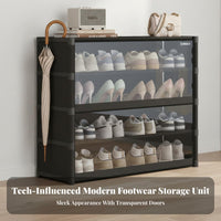 Large Capacity Dustproof Shoe Cabinet Space Saving Entryway Shoe Storage Easy Assembly Storage Cabinet with Transparent Doors Removable Shelves for Sneaker Collectors, Families, Students, Hallway, Closet, Bedroom, Garage