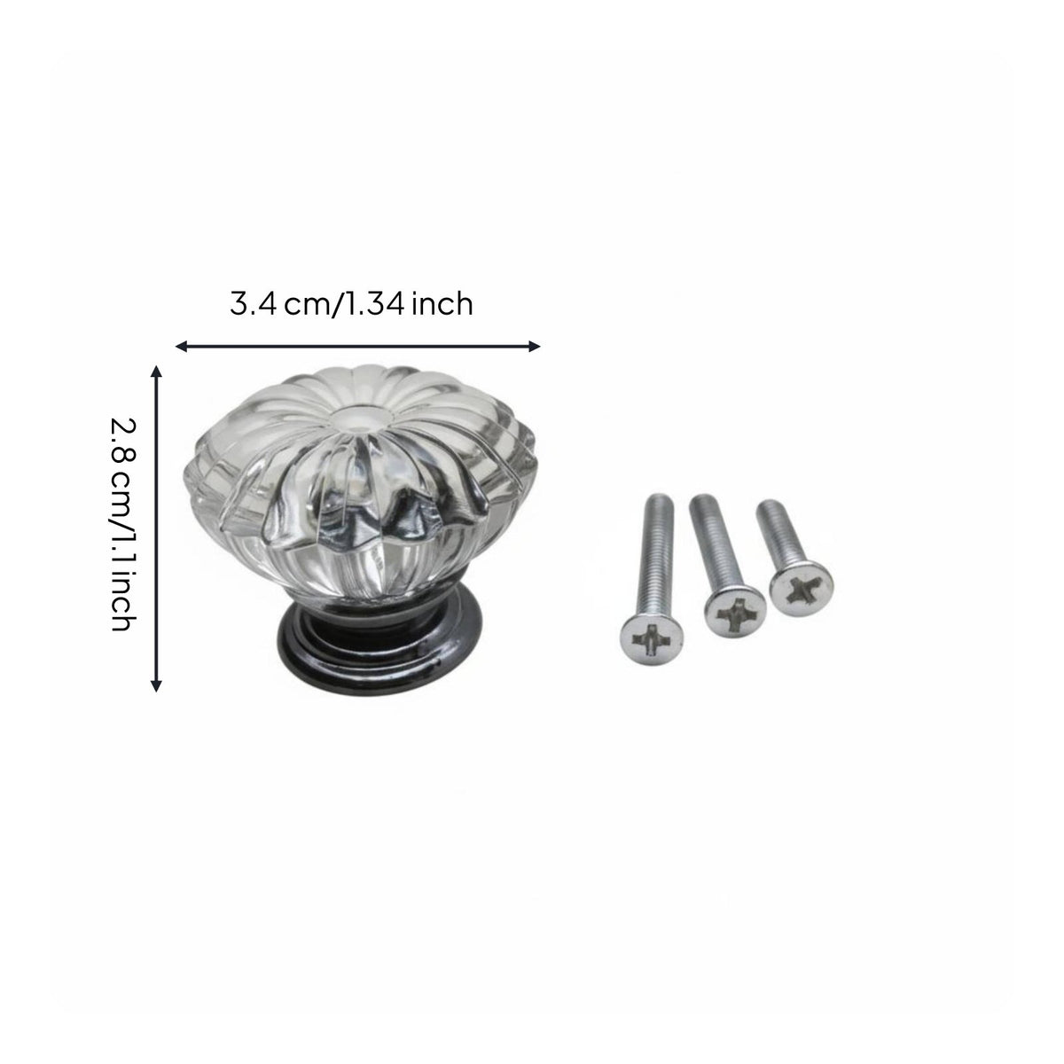 Easy Installation Acrylic Drawer Knob Long-Lasting Round Decorative Handle Includes Mounting Screws