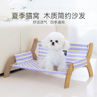 Dog Sofa Bed with Breathable Stripe Design for Medium Dogs