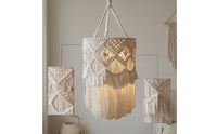 Handmade Boho Fringe Lampshade Handwoven Macrame Lampshade Indoor Woven Tassel Light Shade Cotton Rope for Bedroom