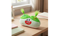 Embroidered Face Soft Pencil Case Downy Tufts Stuffed Pencil Pouch Fuzzy Cute Stationery Case Soft