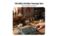 Transparent Lid Compartment Case with Dividers firm Latch Adjustable Divider Case adaptable Organizer Box Stackable Design for Technicians, DIY hobbyists, Professionals, Workshop, Garage, Craft Room, work location