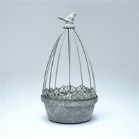 Vintage-Style Birdcage Planter Distressed Birdcage Plant Holder Metal Planter with Bird Ornament Iron for Decorators