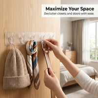 Hallway Hooks for Towels, Strong Sticky Hangers for Walls, Versatile Organizer for Multiple Items, Drill-Free Bathroom & Bedroom Storage Solution