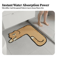 Highly Absorbent L-Shaped Corner Mat Non-Slip Backing L-Shaped Kitchen Mat Quick-Drying Bath Rug Machine launderable for homeowners, Pet Owners, By the Bathtub, before of Sink, High high-use Areas, Laundry Room
