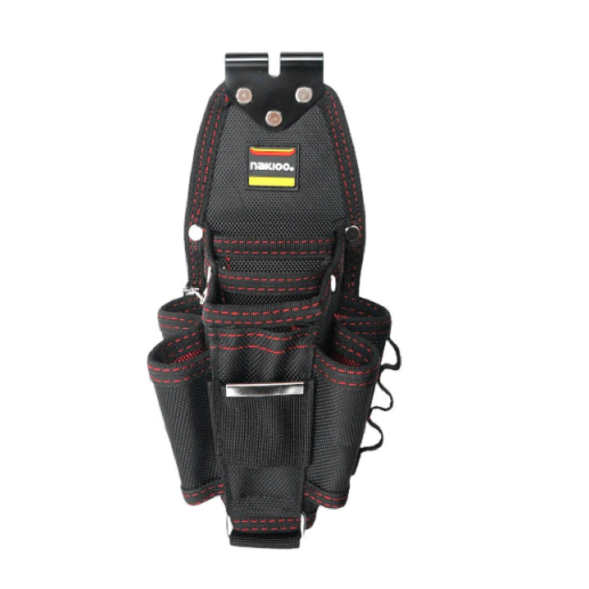 Double-Layer Electrician Tool Pouch Reinforced Tool Pouch with Metal Clip Compact Handsunrestricted for Electrical Work, Construction Sites
