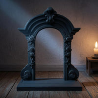 Gothic Design Dollhouse Miniature Arched Window Molded Frame Decorative Window Prop Floral Relief Arched Scene Display