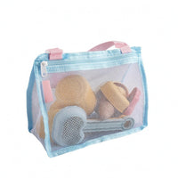 Zippered Beach Toy Set Carrying Handles Sandcastle Building Kit Portable Mesh Storage Bag Set Outdoor
