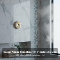 Fog-Proof Waterproof Bathroom Clock Non-Ticking Retro Roman Numeral Clock Vintage Design for Kitchen, Refrigerator