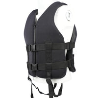 Black Neoprene Life Vest Plastic Buckles Zip Front Life Vest Textured Finish Personal Flotation Device Sturdy Materials for Adults