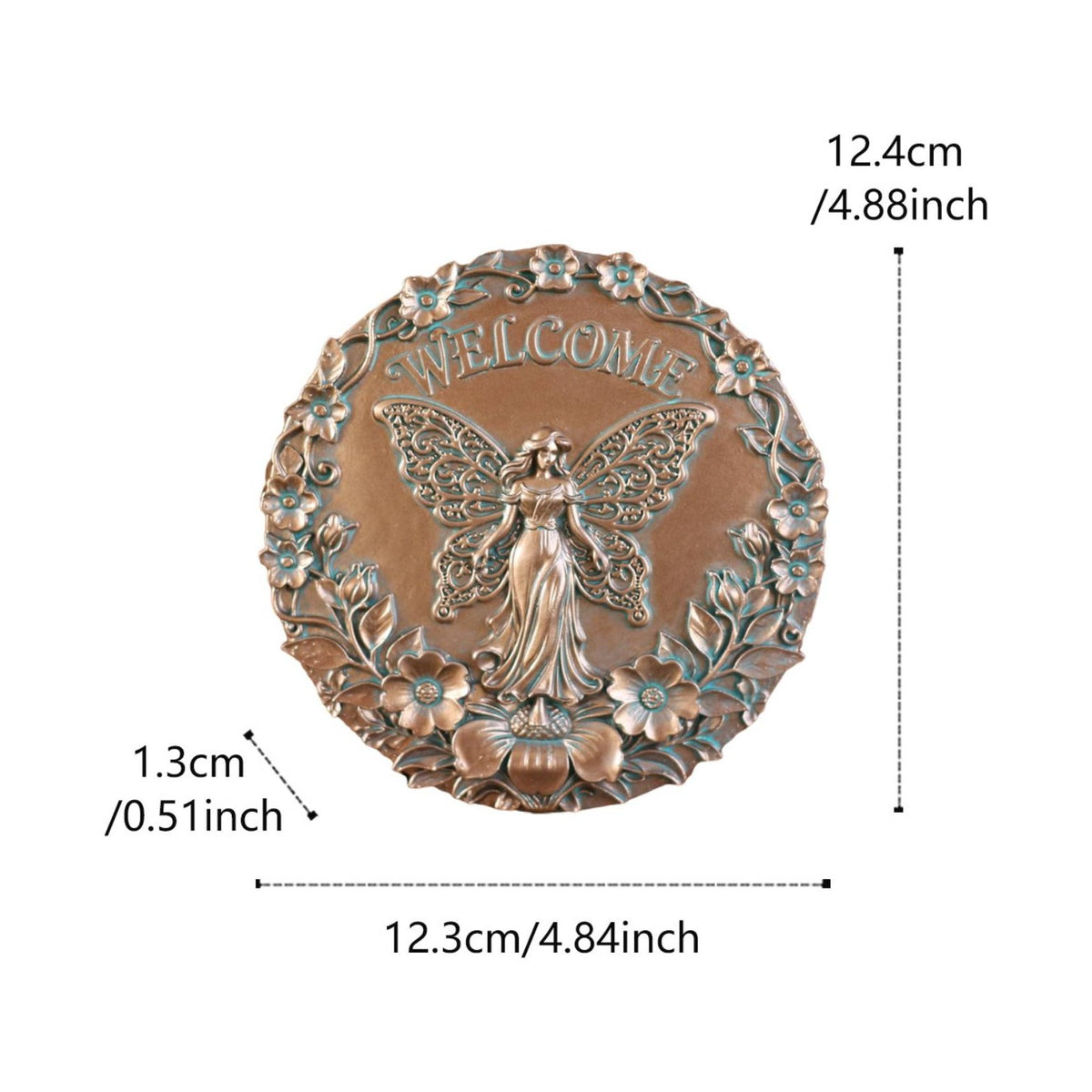 Bronze Welcome Sign Resin Material Fairy Wall Plaque Wall Art Decor for Outdoor