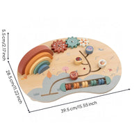 Wooden Busy Board Wood Activity Board Rotating Pieces