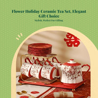 Porcelain Teapot and Mug Set, Elegant Ceramic Drinkware