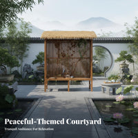 Wooden Tea House Solid Wood Thatched Roof Gazebo Rustic Design Japanese Design Pergola for Homestay Managers, Homeowners, Courtyard, Backyard, Patio