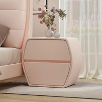 Light Luxury design Bedside Cabinet with Drawer Modern Minimalist Design Asymmetrical Single-Drawer End Table Creamy off-white Finish Nightstand Space-Saving for Homeowners, Adults, Students, Small Spaces, Apartment, Guest Room, Hallway