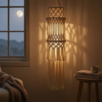 Handmade Macrame Lampshade Bohemian Tassel Lampshade Fringe Boho Light Cover Handwoven for Reading Corner