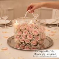 Acrylic Flower Display Box with Lid for DIY Crafts, Wedding Favors, and Jewelry