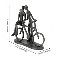Integrated Base Cast Iron Couple Statue Sculptural Decorative Desk Statue Artisanal Couple Figurine Indoor Display for Shelf